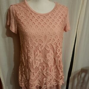 New MAURICES Pink Lace Women Top